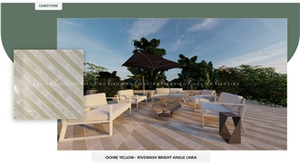 Ochre Yellow Limestone River Wash Bright Angle Linea Terrace Floor