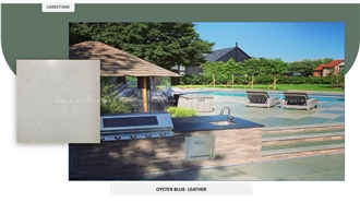 Oyster Blue Limestone Leathered Pool Coping, Pool Pavers
