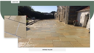 Vintage Yellow Limestone Paving Tiles, Patio And Courtyard Road Pavers