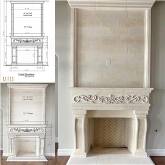 Lueders Buff Limestone Fireplace