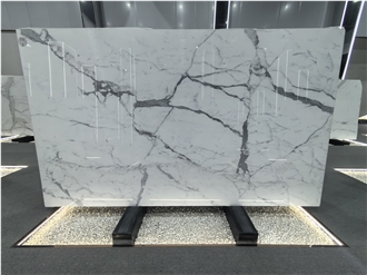 Italian Polished Calacatta White Marble Slab Tiles