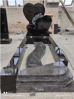 Black Granite Heart  Engraved Monument