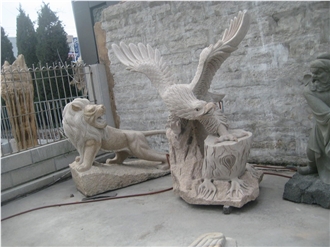Granite Grey Animal Eagle Hawk Sculpture, Grey Granite