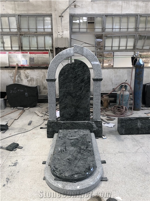 Grey Granite Tombstone Custom Design