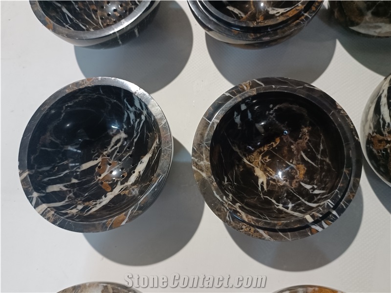 Black Gold Marble Sphere Incense Burner Home Decor Products