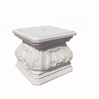 Chinese Carrara White Marble Carved Column Base