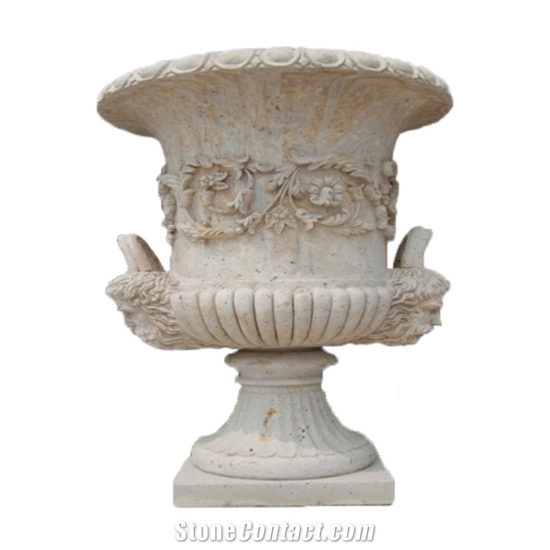 Custom Marble Hand Carved Outdoor Planter Flower Pots