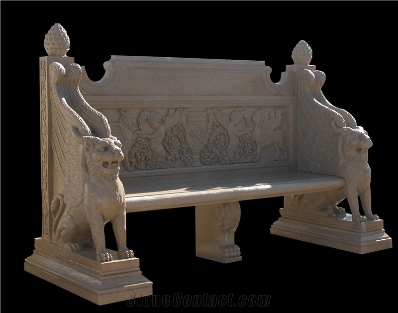 Customized Design Carved Marble Bench Seat Garden Bench