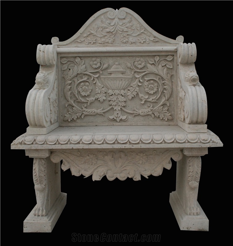 Customized Design Carved Marble Bench Seat Garden Bench
