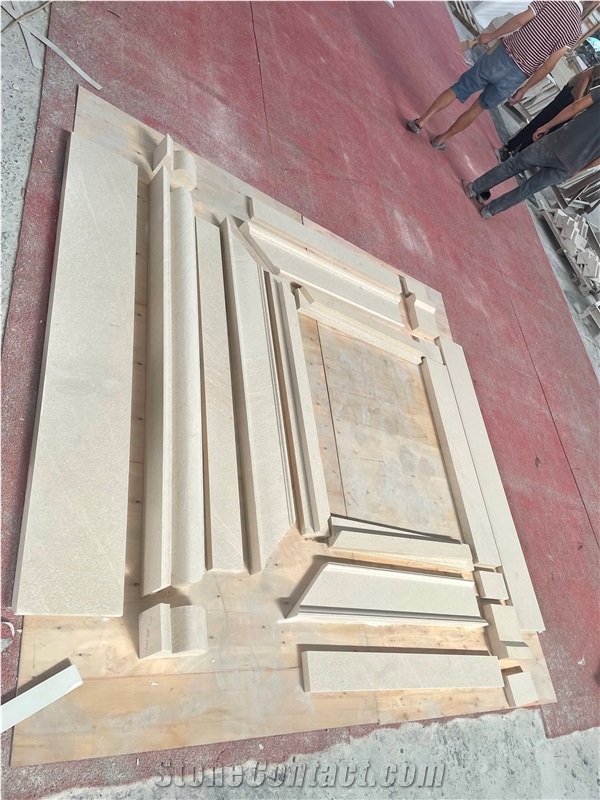 Customized  Hand Carved White Limestone Indoor Fireplace