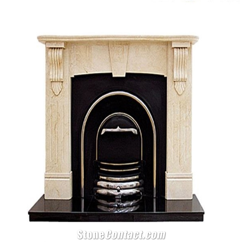 Customized Modern Bursa Beige Marble Indoor Fireplace