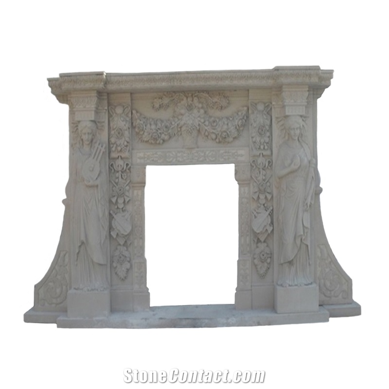 Customized Modern Bursa Beige Marble Indoor Fireplace