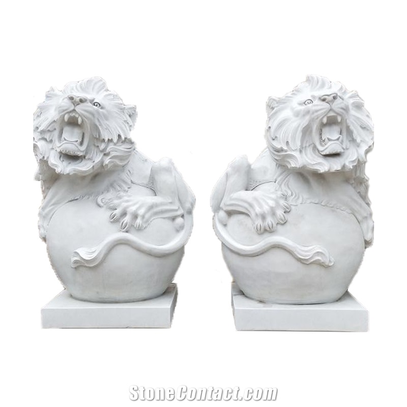 Customized Size Nature White Marble Lion For Sale Sculpture