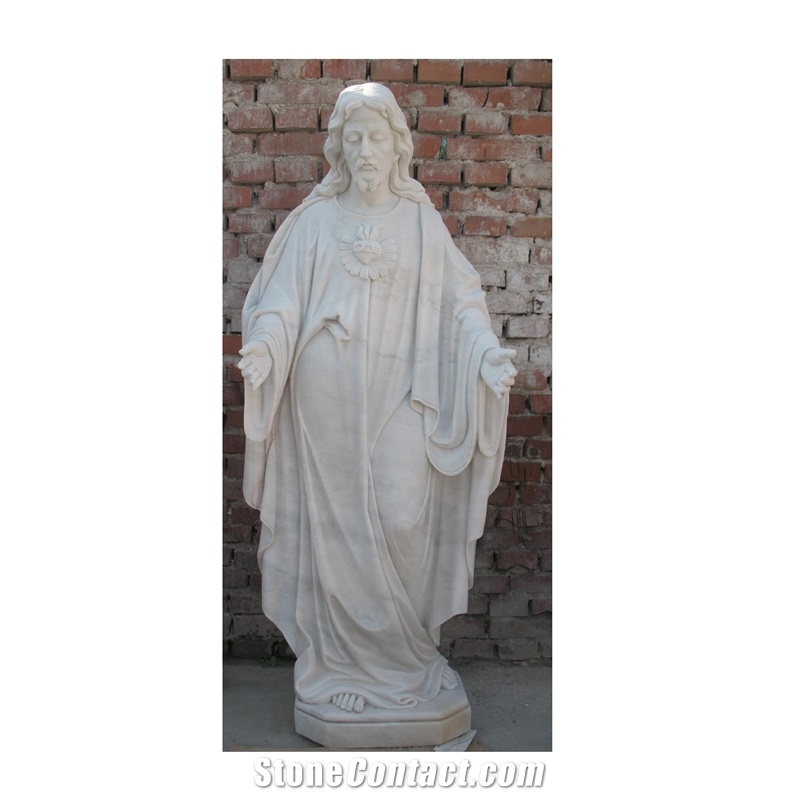Decoration Hand Carved White Marble Jesus Statue