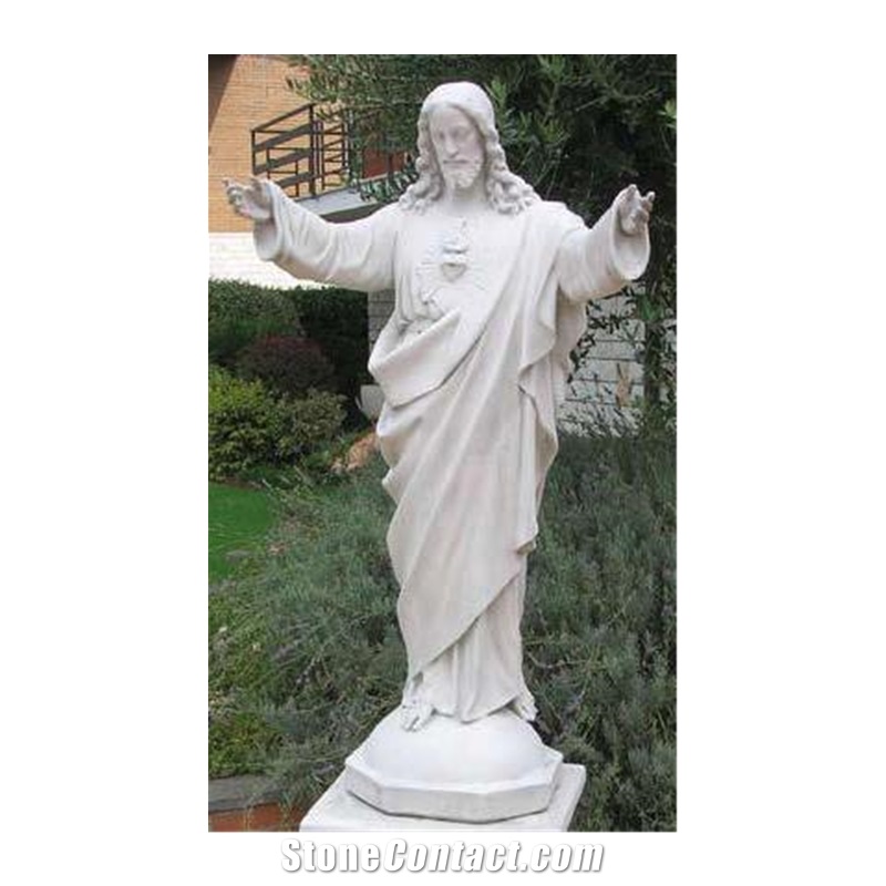 Decoration Hand Carved White Marble Jesus Statue
