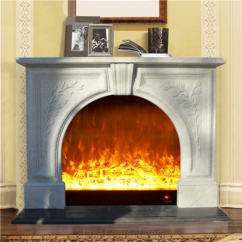 Factory  Wholesale White Marble Antique Fireplace