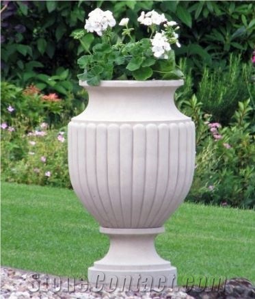 Guangxi White Marble  Carved Flower Pots