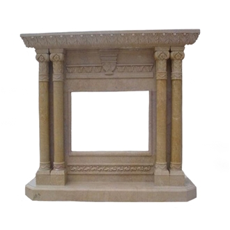 Handcarved Decorative Natural Beige Marble Fireplace Mantles