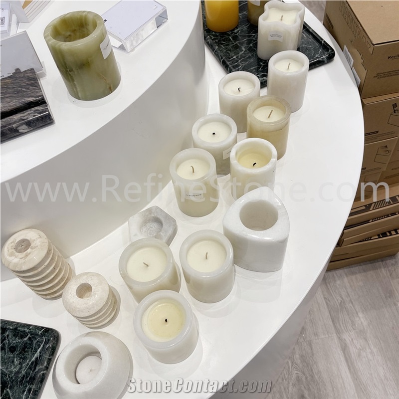 Home Decor Products Carrara White Marble Vessel For Body Oil