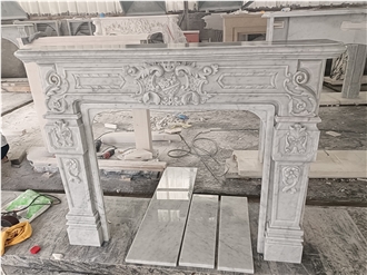 Italy Bianco Carrara White Marble Fireplace Mantel