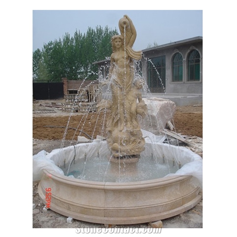 Large White Marble Sculpture Hotel Water Fountain