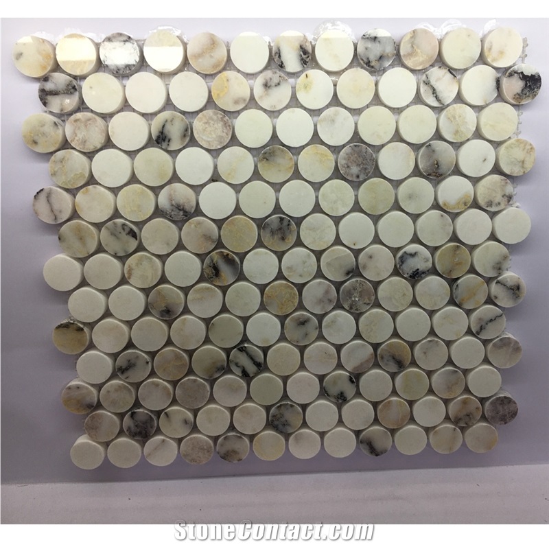 Marble Penny Round   Bathroom Mosaic  Tiles Design