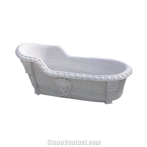 Modern Carved Natural Bathroom White Marble Hotel Bathtub