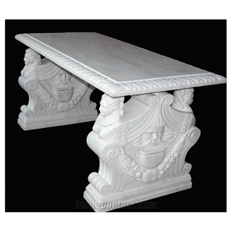 Outdoor Hand Carving Park Marble Garden Bench