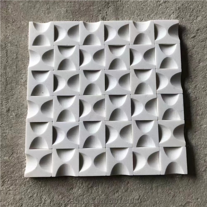White Marble  3D Wall Mosaic For Decoration