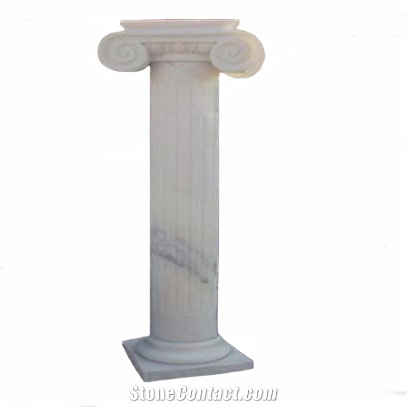 White Marble Column Sculptured Roman Carved Column