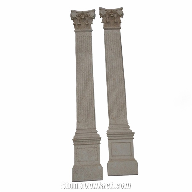 White Marble Engraved Column Capital