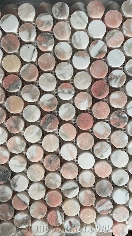 Norwegian Rose Pink Marble Wall Mosaic