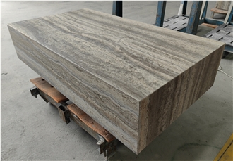 Silver Travertine Rectangular Coffee Table