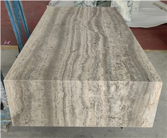 Silver Travertine Rectangular Coffee Table