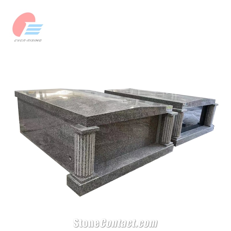 Cheapest Stin Grey Granite Pitched Roof Double Mausoleum