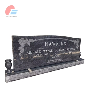 EMA- 001 Bahama Blue Granite Serp Top Large Size Tombstone