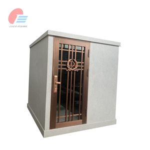 Grey Granite 2 Crypt Walk-In Mausoleum With Bronze Door