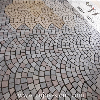 Mixed Color Fan Shaped Square Walkway Paving Stone