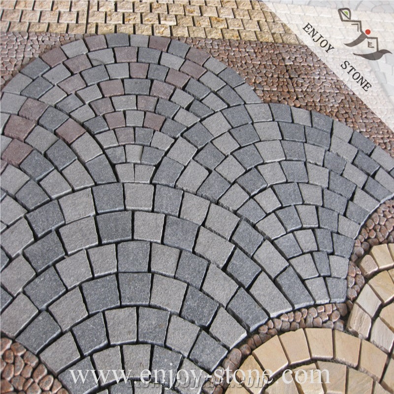 Mixed Color Fan Shaped Square Walkway Paving Stone