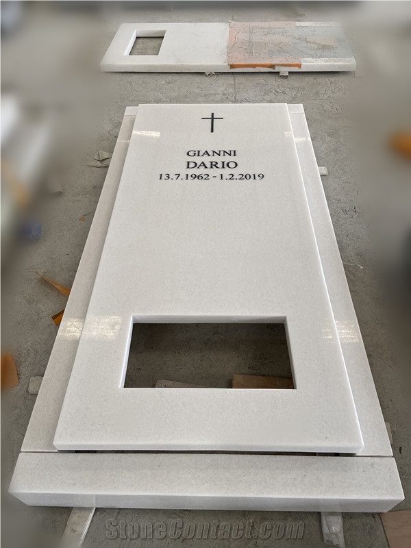 Crystal White Marble Tombstone