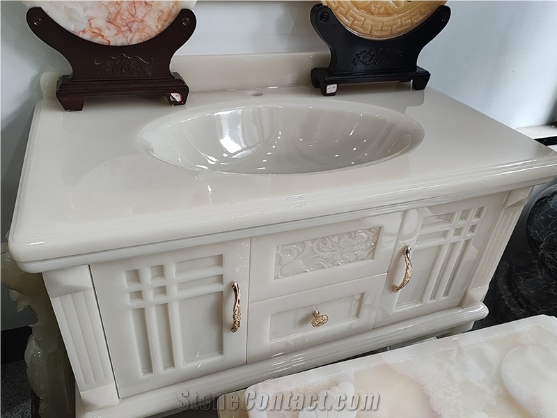 Artificial White Onyx Bathroom Unit Sinks