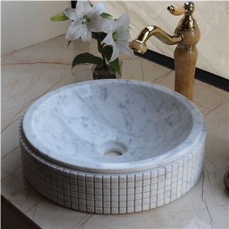 Binanco Carrara White Marble Sink