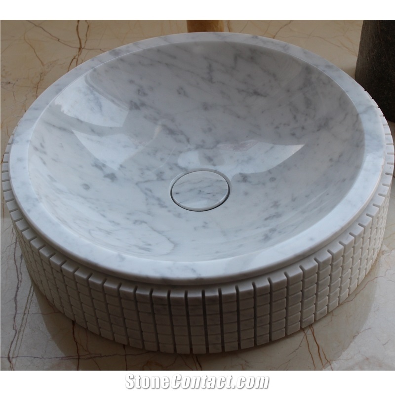 Binanco Carrara White Marble Sink