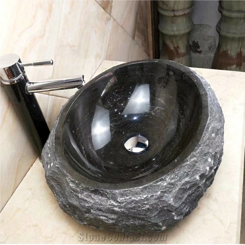 China Blue Limestone Bathroom Oval Sinks