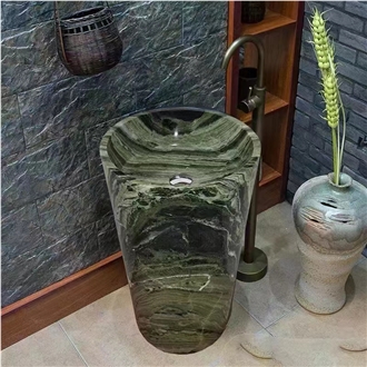 Dandong Green Marble Pedestal Sink With Good Price
