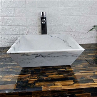 Italy Carrara White Marble Art Squre Sink