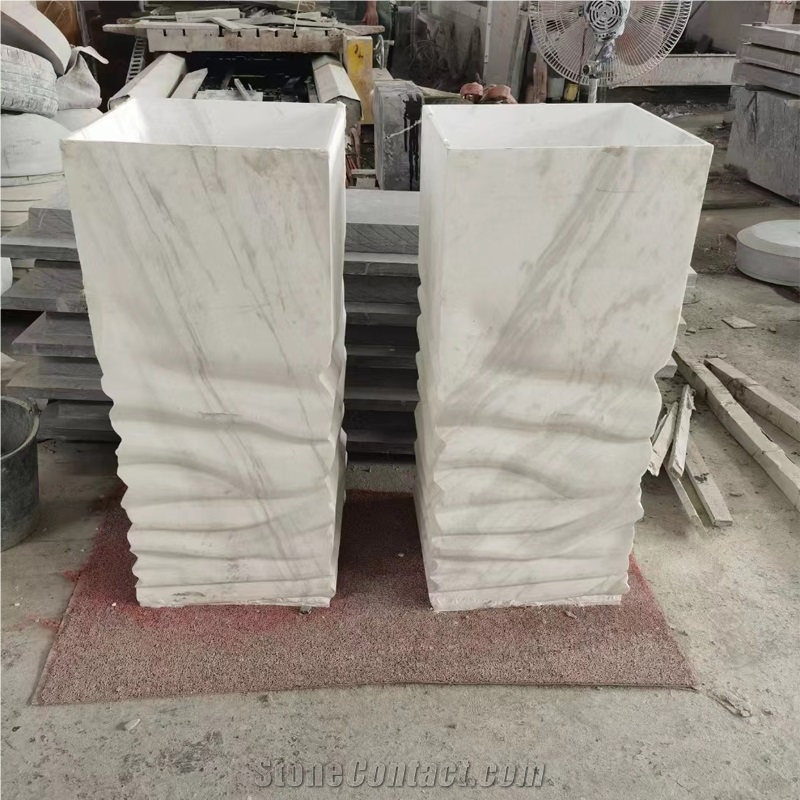 Volakas Marble Art Pedestal Sinks
