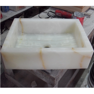 White Onyx Bathroom Rectangle Basins