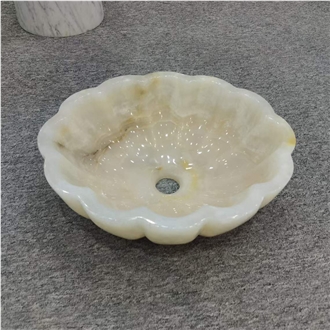 White Onyx Pumpkin Shpae Art Wash Basins