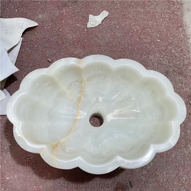 White Onyx Pumpkin Shpae Art Wash Basins